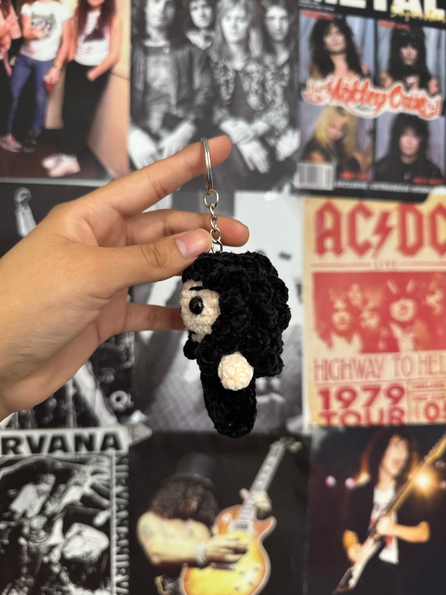 Metal guitarist inspired keychain