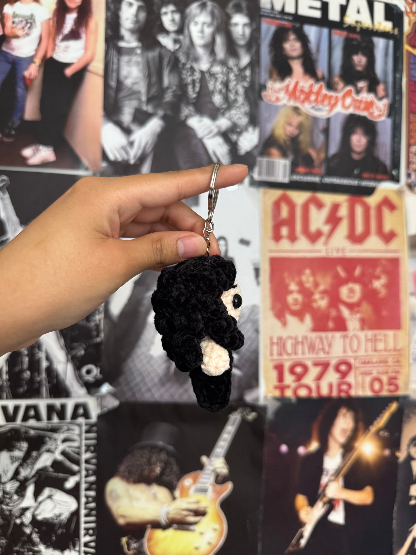 Metal guitarist inspired keychain