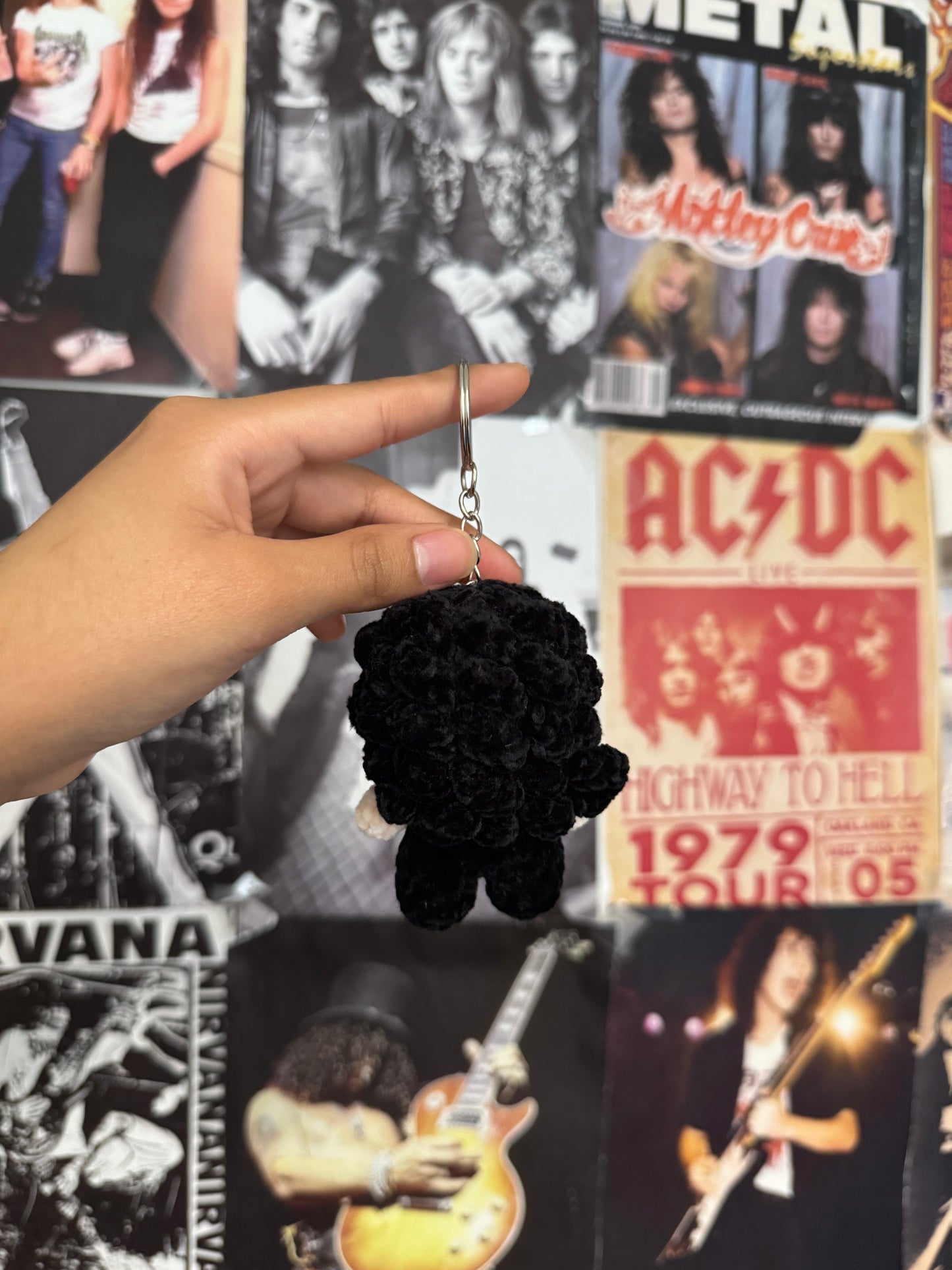 Metal guitarist inspired keychain