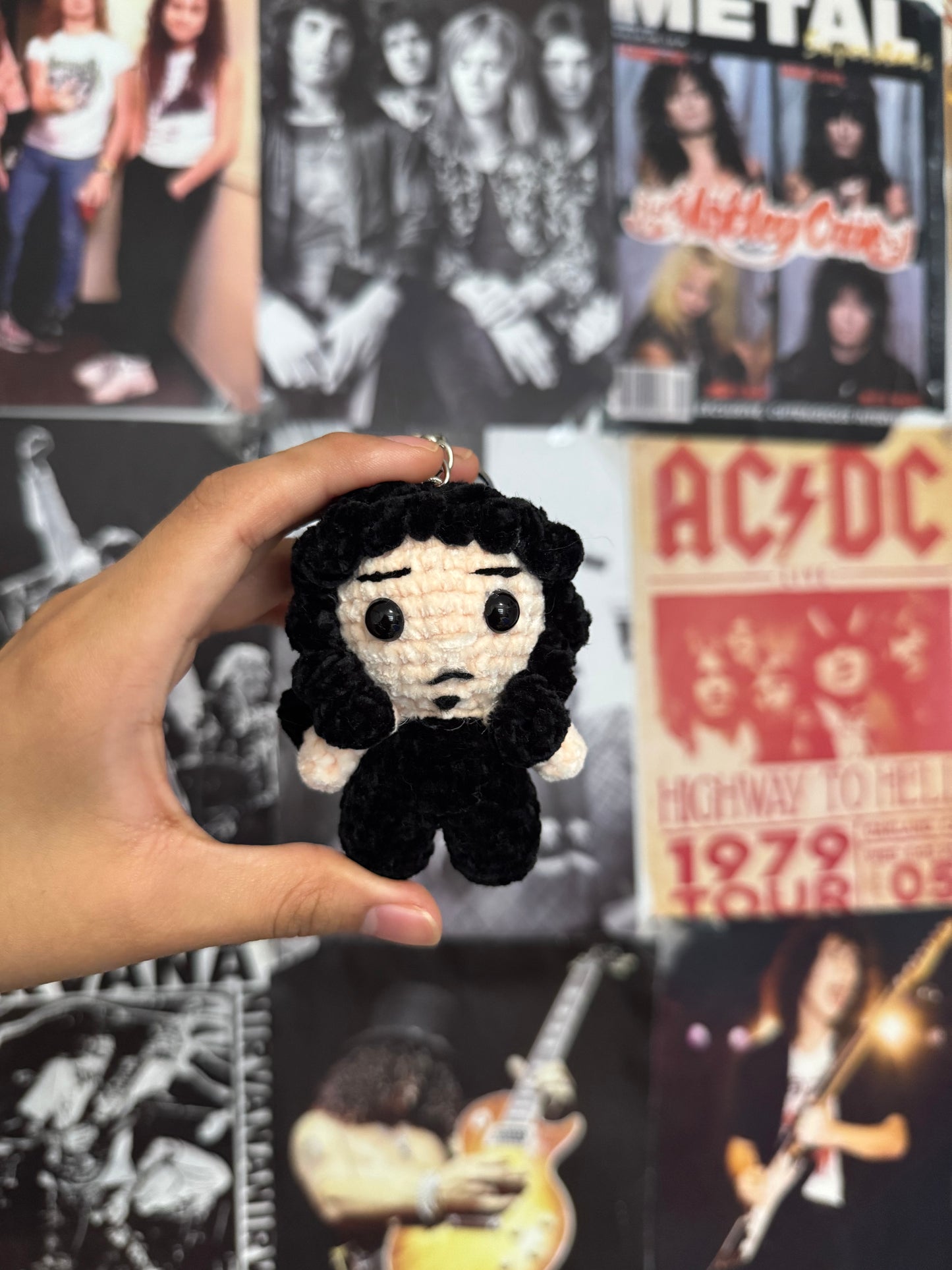 Metal guitarist inspired keychain
