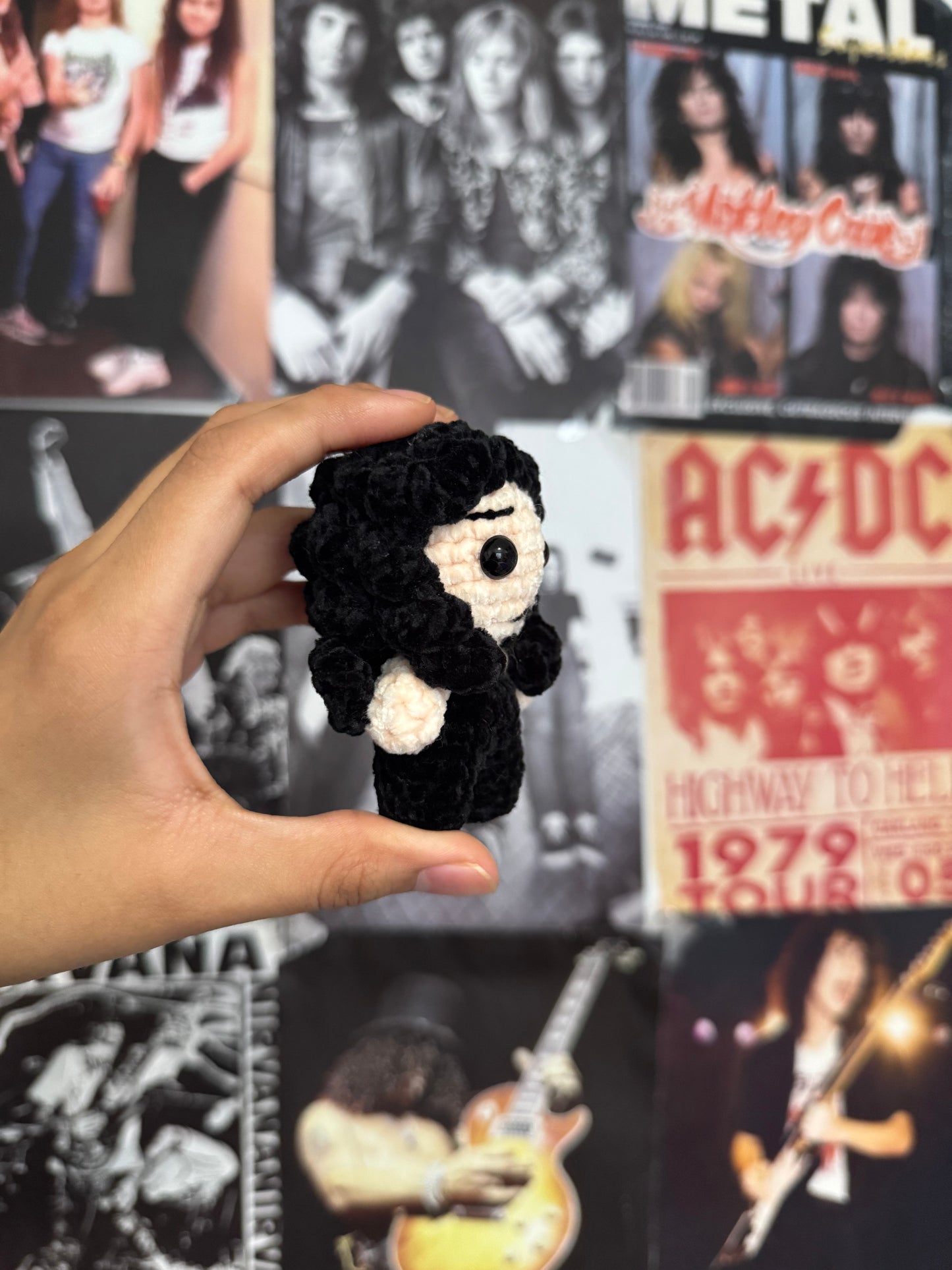 Metal guitarist inspired keychain