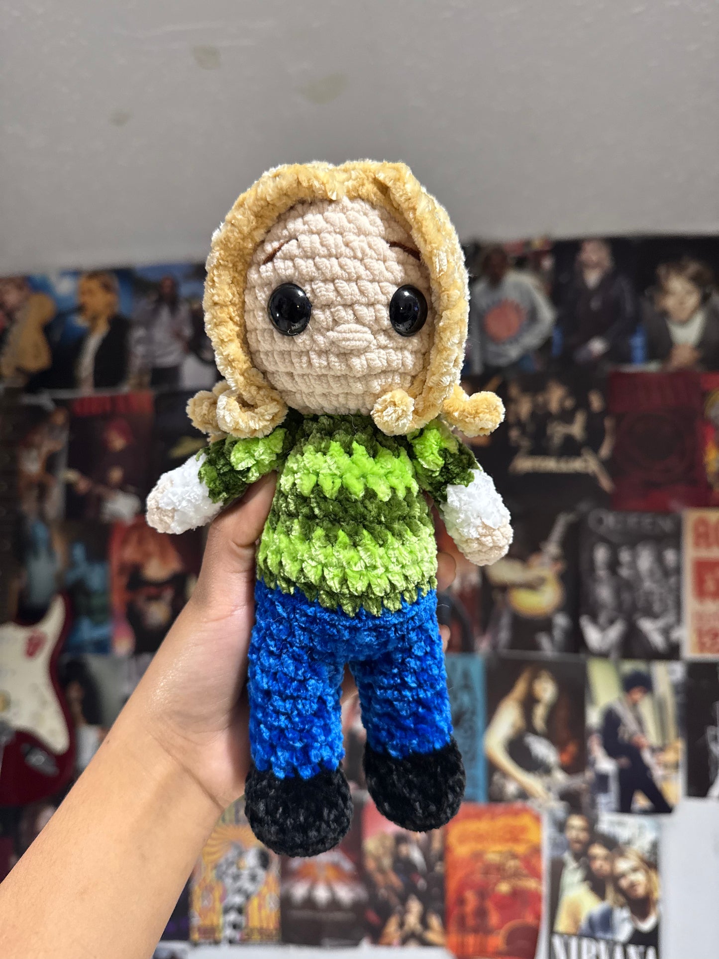 Grunge Rock Icon Inspired Plush - green stripped shirt.