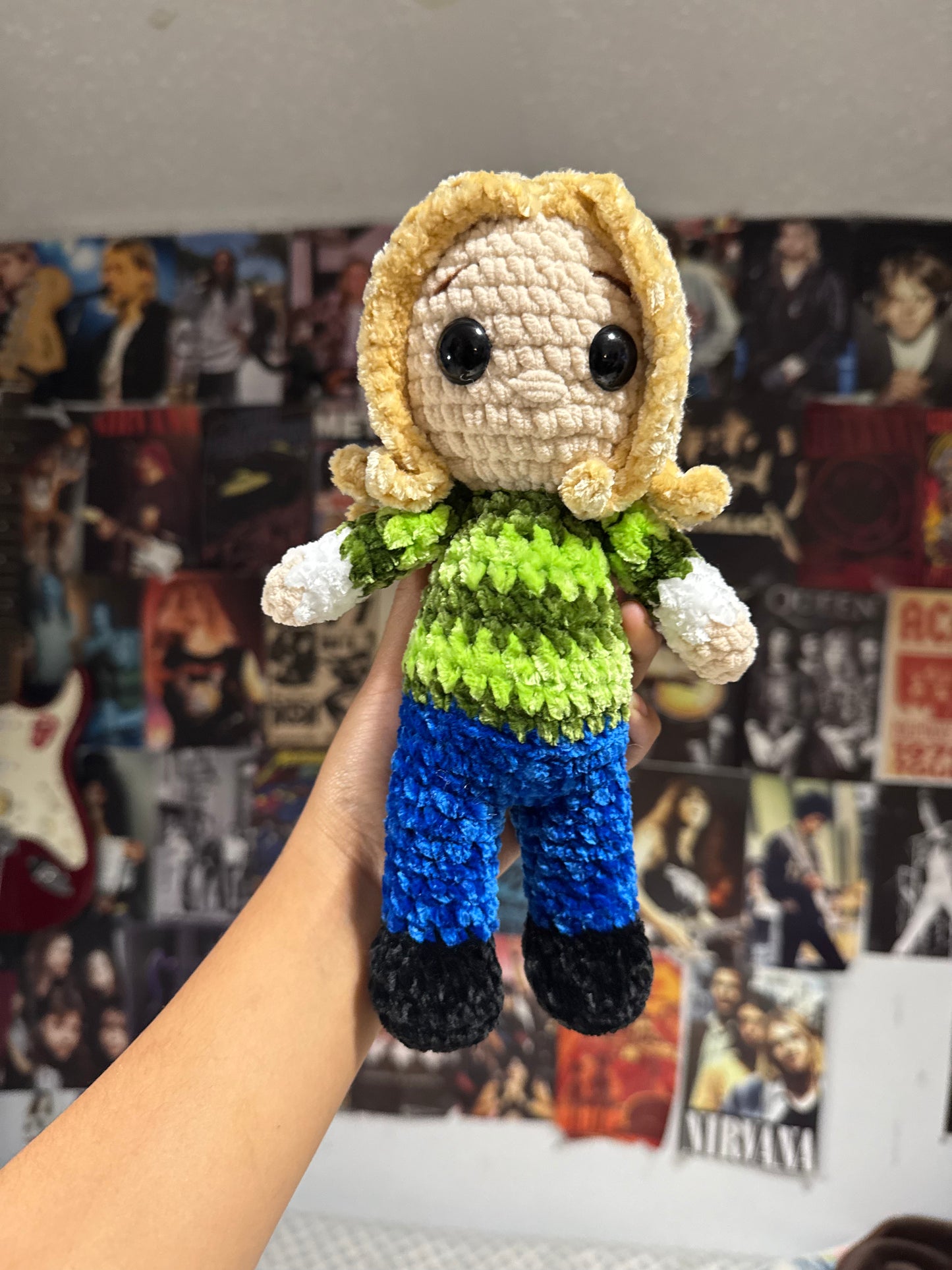 Grunge Rock Icon Inspired Plush - green stripped shirt.